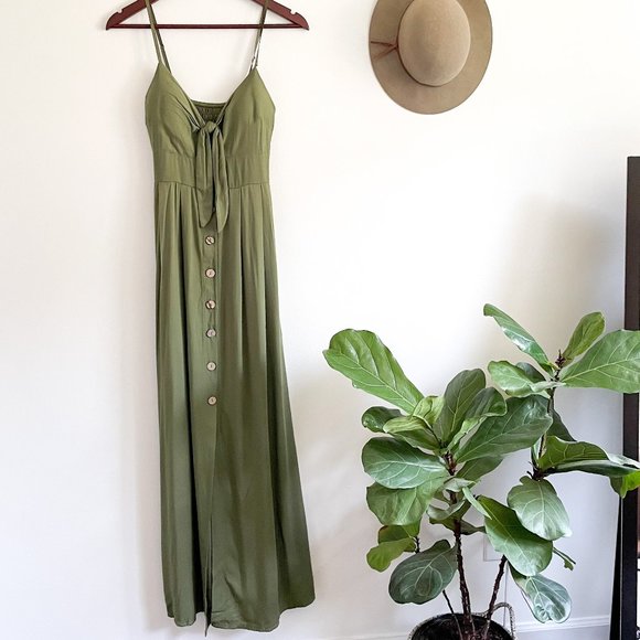 Maxi dress from Italy, green S/M - Picture 1 of 5